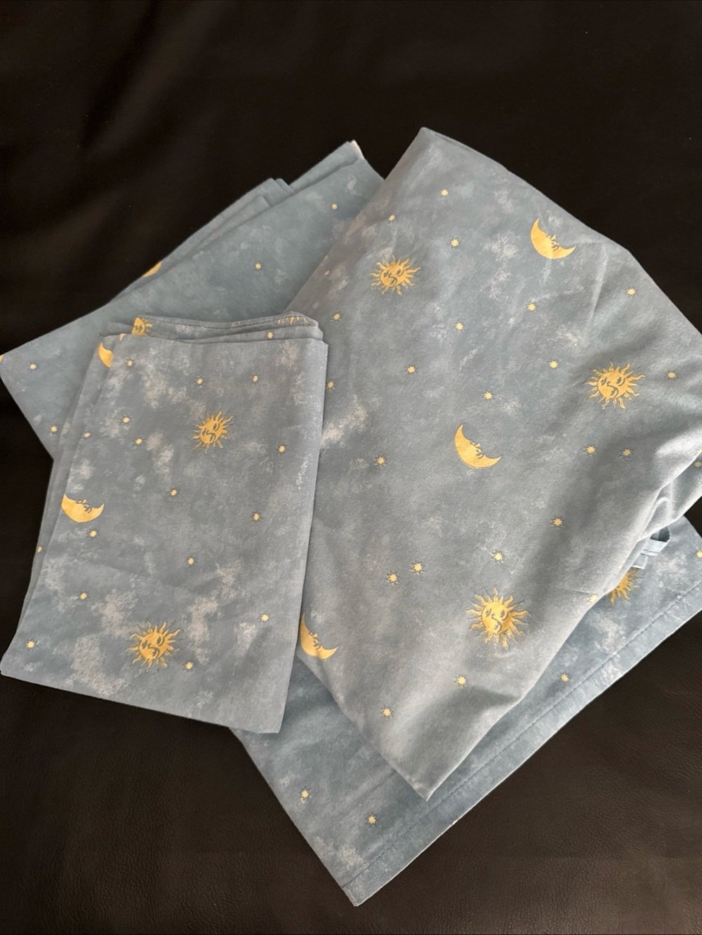 Vintage 90s Springs Sun Moon Stars Celestial Twin Sheet Set Whimsigoth Fabric